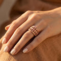 Roman Colosseum Ring, Pink Enamel Architectural Jewelry, Gold Plated Statement Ring