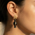 Kintsugi Vase Earrings • Gold Foil Black Ebony Style Drop