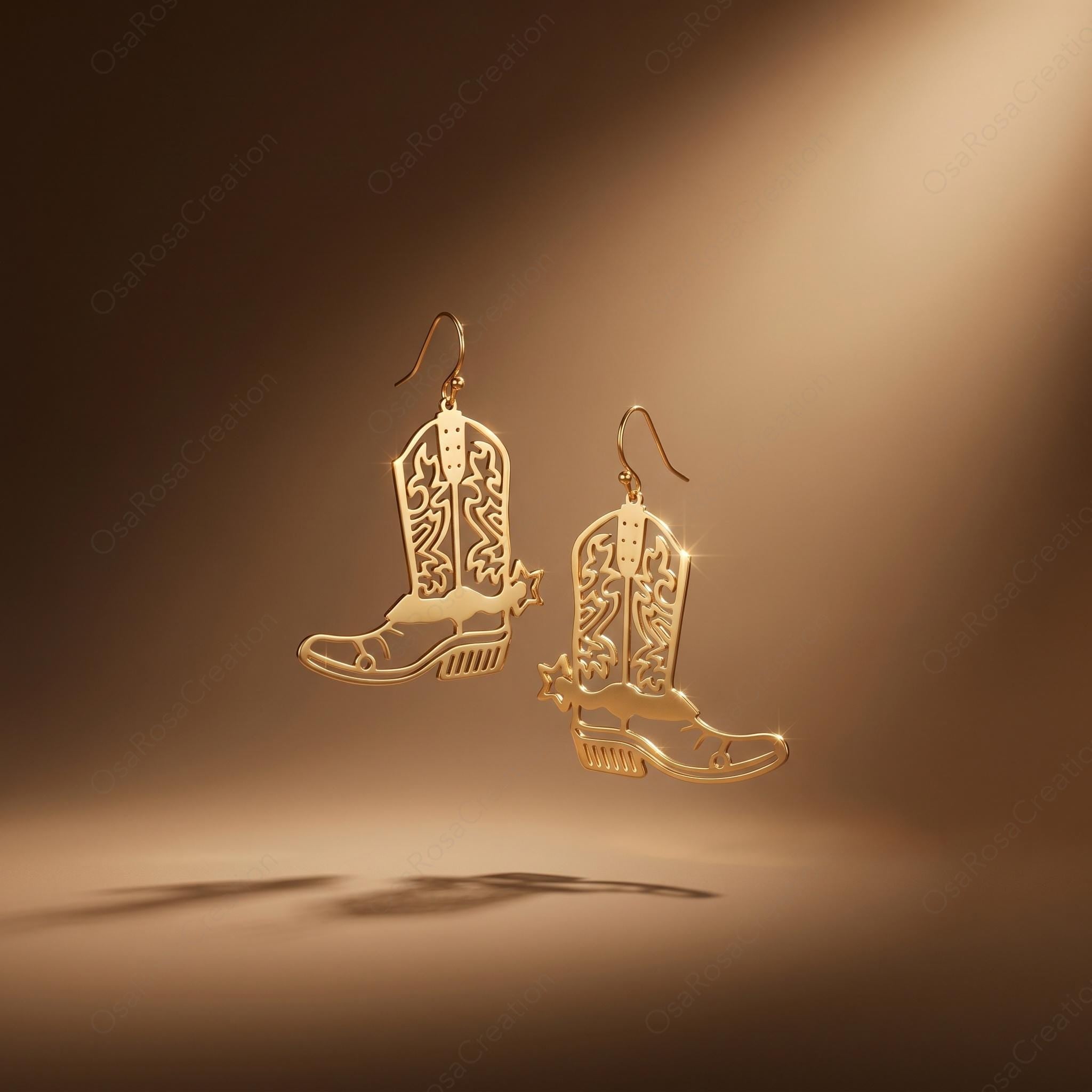 Gold Cowboy Boot Dangle Earrings | Western Statement Jewelry