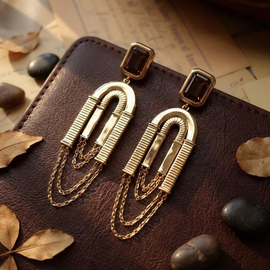 Smoky Arch Tassel Earrings