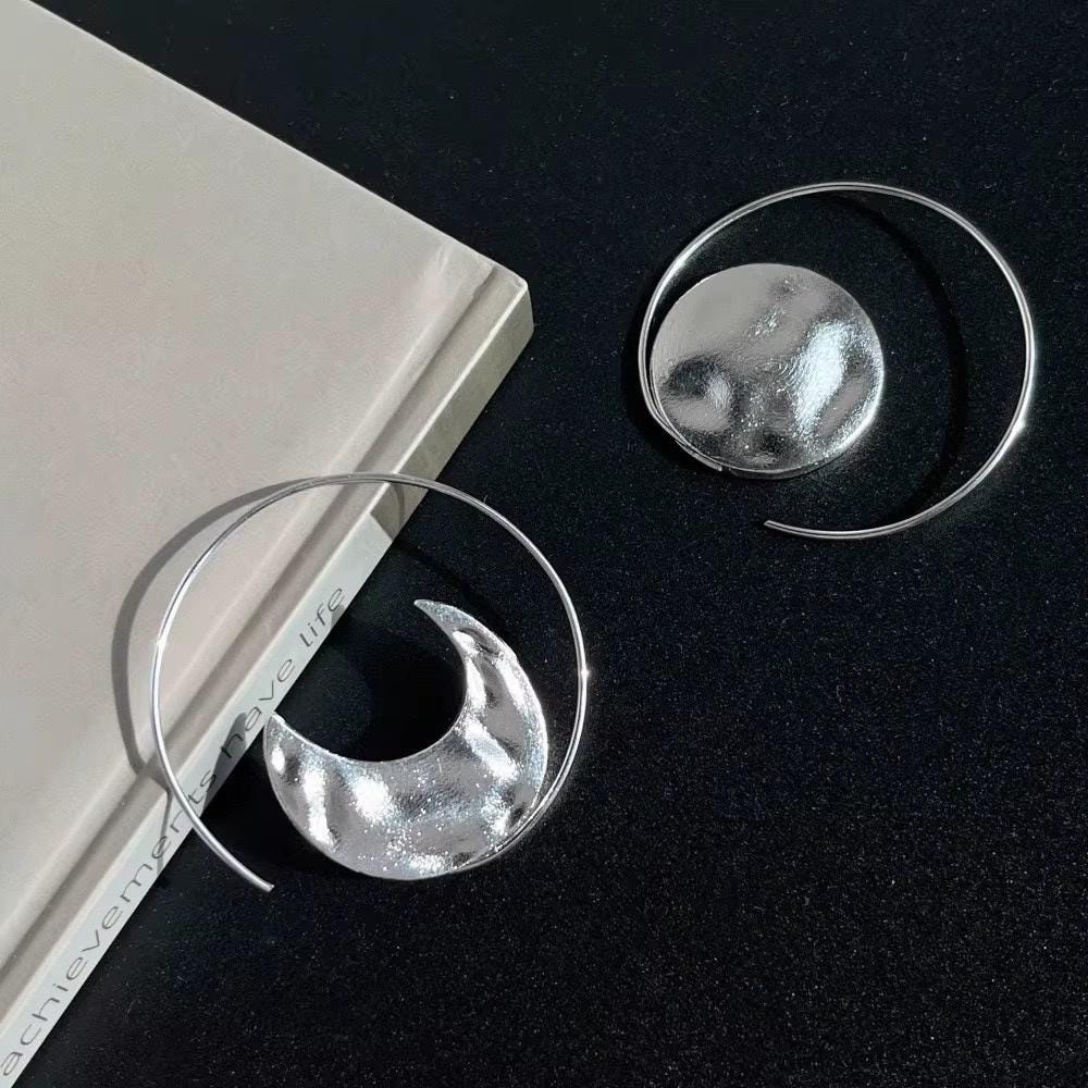 Crescent Moon Hoop Earrings | 18K Gold Plated, Celestial Jewelry