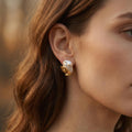 Baroque Pearl Gold Butterfly Earrings, Sculptural Nature Inspired Bridal Jewelry