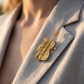 Baroque Violin Rib Cage Brooch | Gold-Tone Artistic Music Jewelry Pin