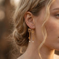 Mismatched Key Earrings • Lion & Caduceus • Pearl Drop, Sterling Silver Hooks