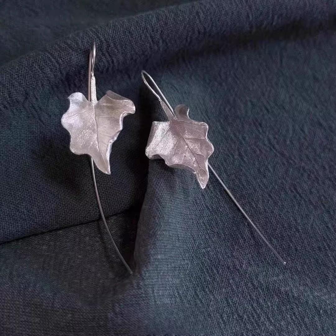 Laurel Leaf Earrings, 925 Silver Hook, Greek Goddess Jewelry