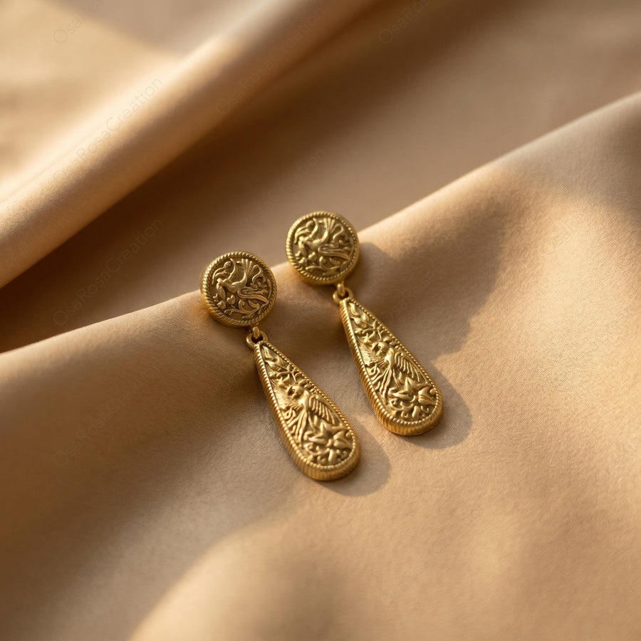 Victorian Botanical Teardrop Earrings
