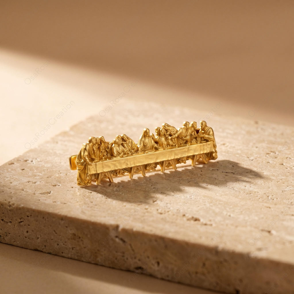 The Last Supper Hair Clip, Renaissance Art Hair Barrette, Sculptural Gold Hair Accessory, Classical Hairpiece, Artistic Gift for Her