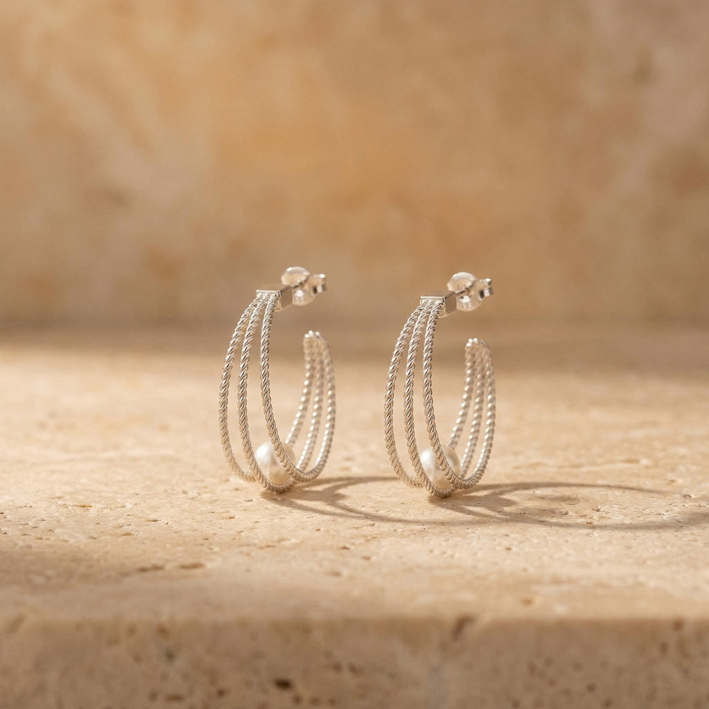 Silver Filigree Pearl Earrings • Art Nouveau Lace Fan Drop • Victorian Bridal Jewelry