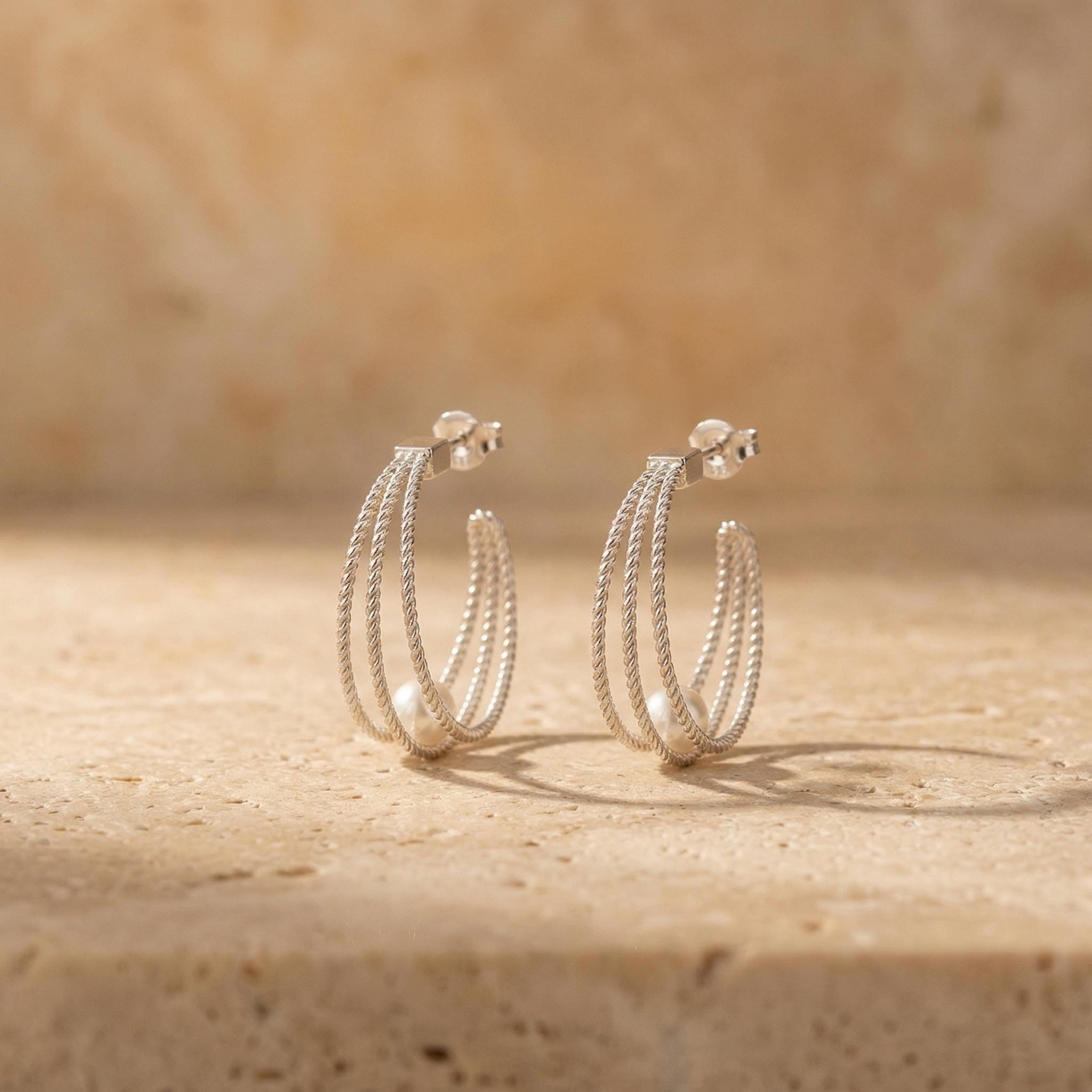 Silver Filigree Pearl Earrings • Art Nouveau Lace Fan Drop • Victorian Bridal Jewelry