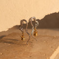 Silver Dragon Drop Earrings with Gold Fairy Charm Sculptural