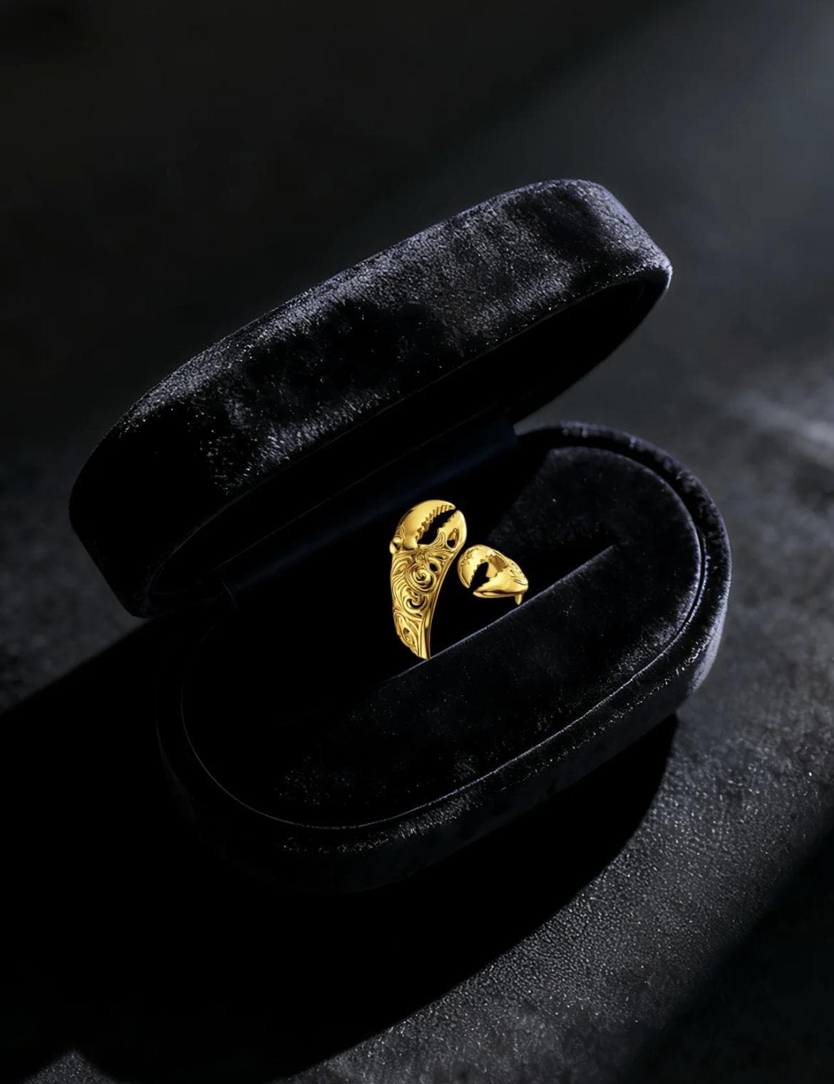 Gold Crab Claw Ring • Cancer Zodiac Jewelry, Adjustable Statement Ring