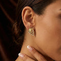 Gold Grape Pearl Stud Earrings, Vintage Botanical Dionysus Jewelry