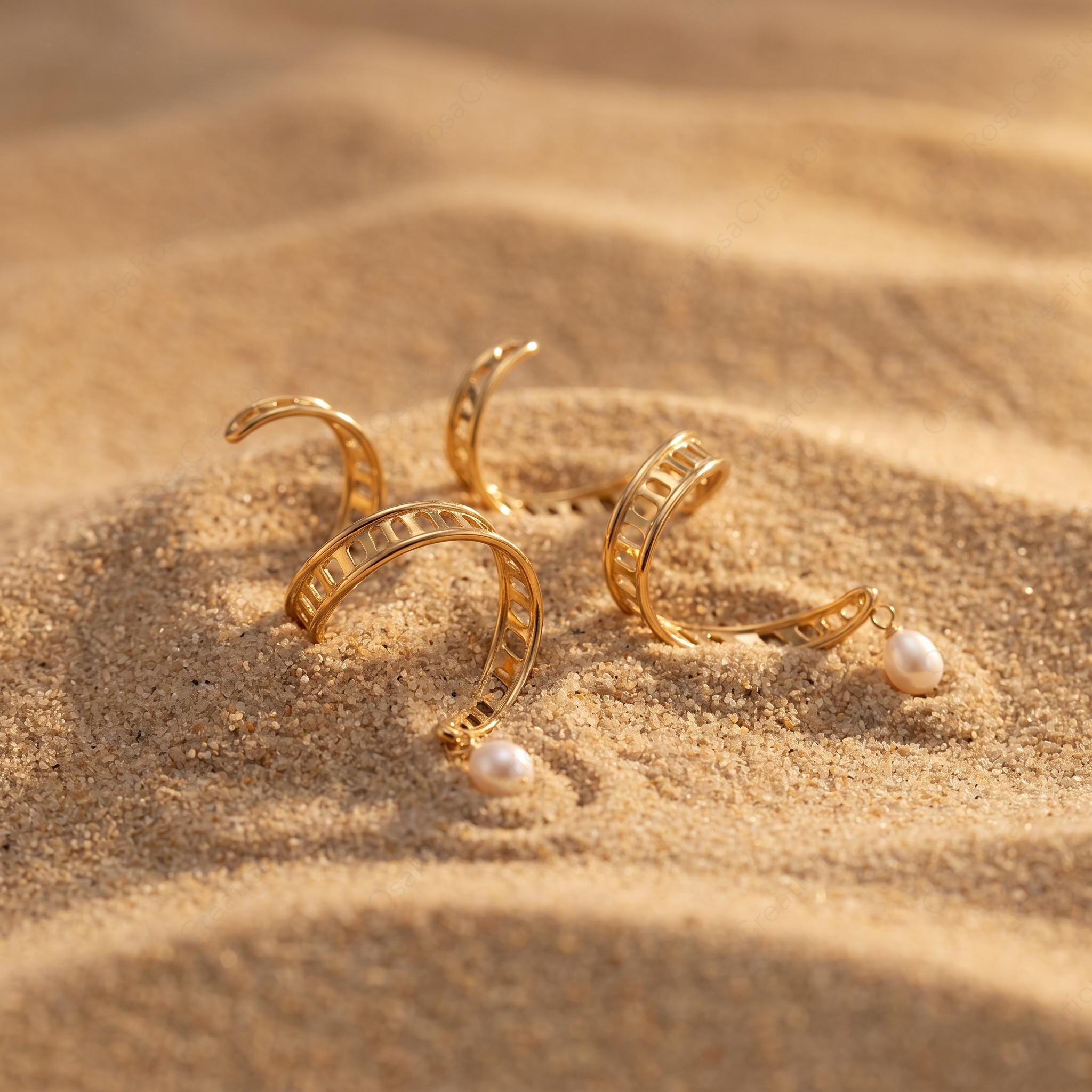 Gold DNA Helix Earrings • Pearl Drop, Science Jewelry
