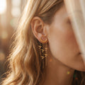 Crescent Moon Bird Dangle Earrings • 18k Gold Plated, Sterling Silver Posts