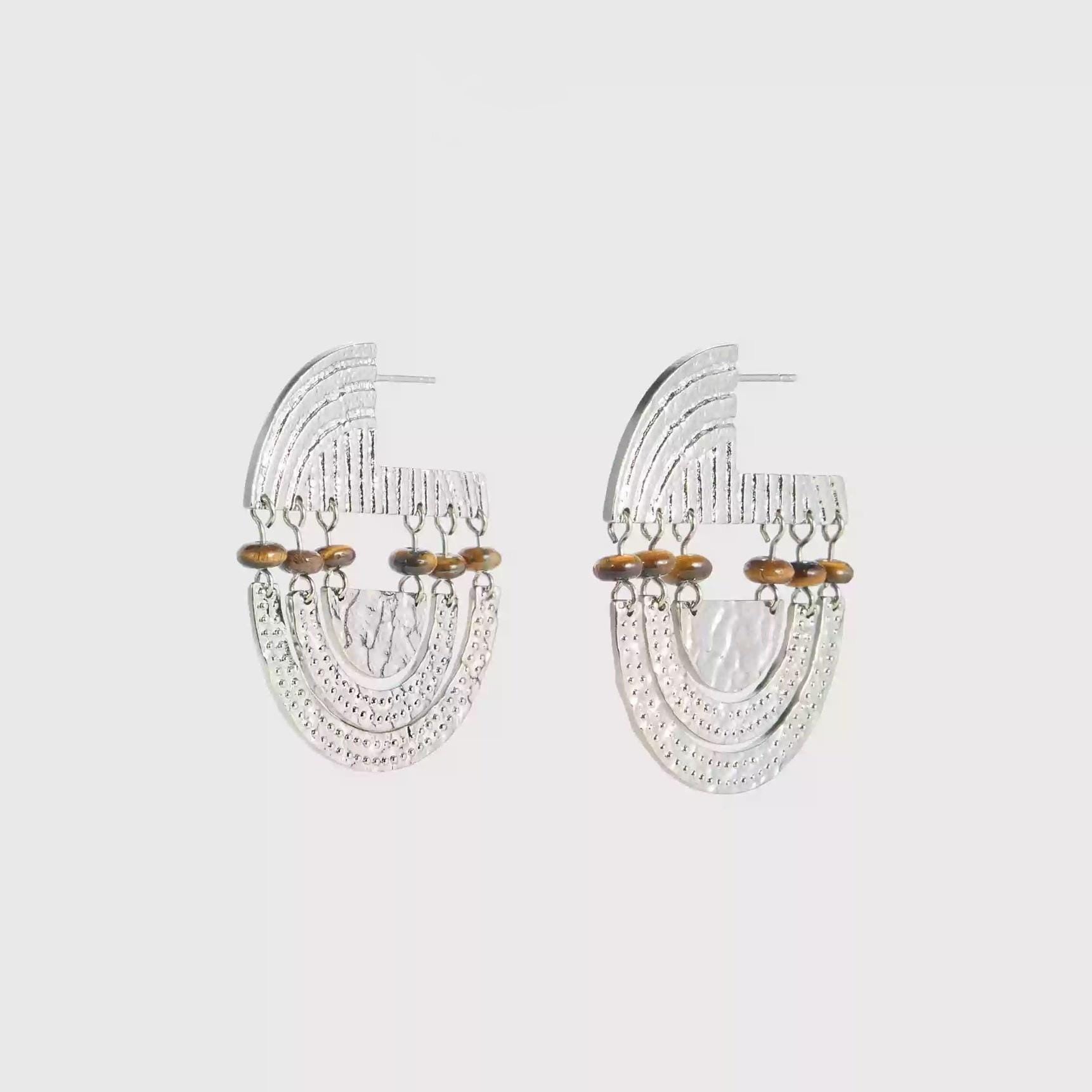 Totem Arc Earrings — Tribal Turquoise Statement Jewelry