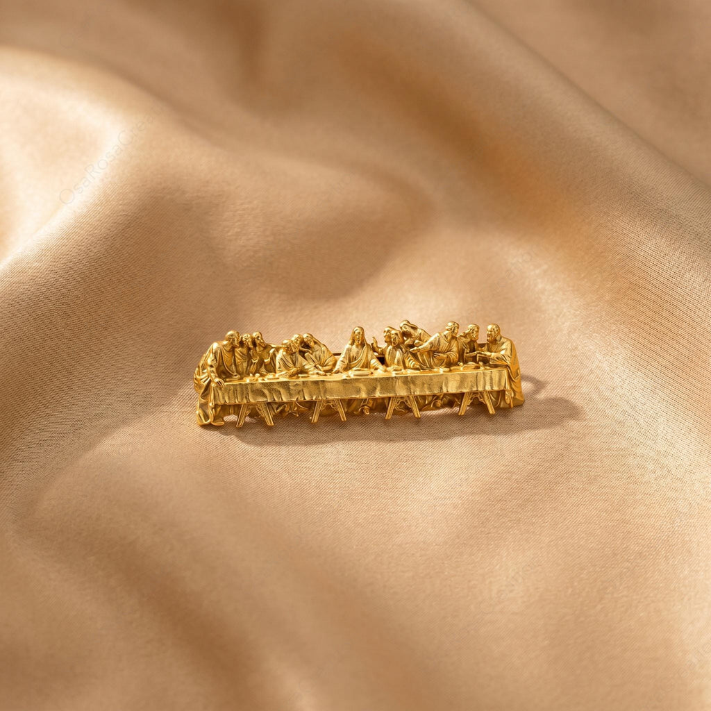 The Last Supper Hair Clip, Renaissance Art Hair Barrette, Sculptural Gold Hair Accessory, Classical Hairpiece, Artistic Gift for Her