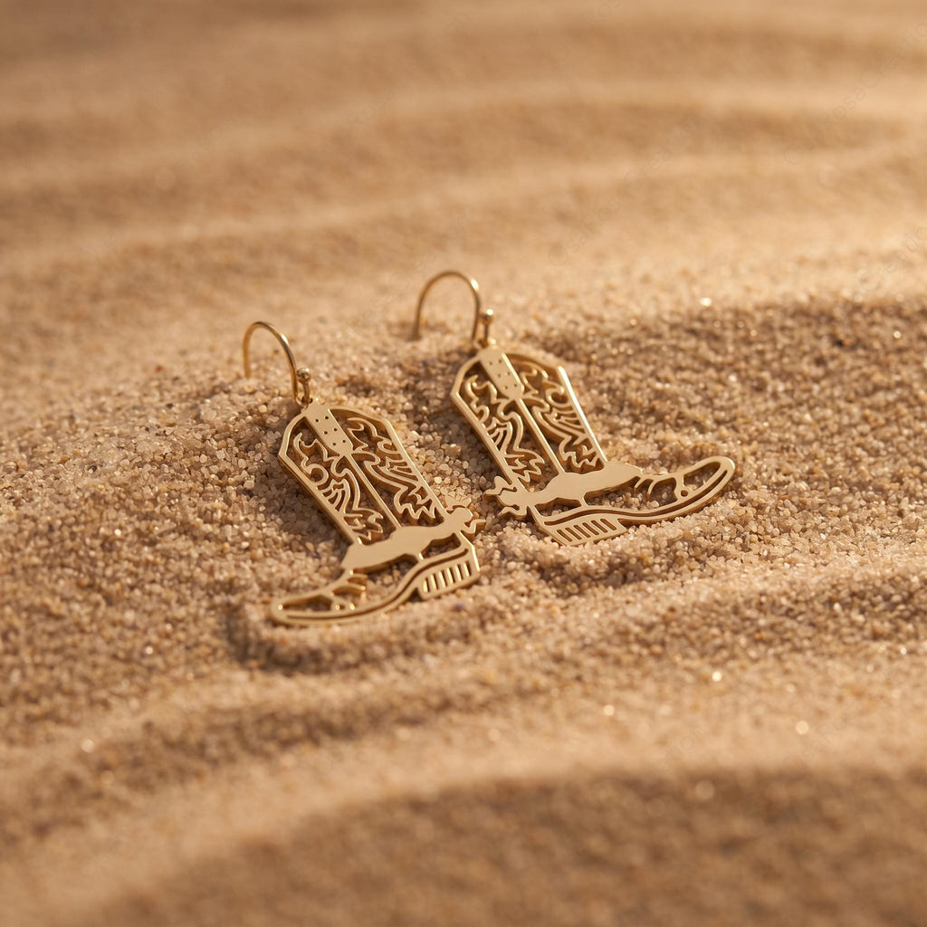 Gold Cowboy Boot Dangle Earrings | Western Statement Jewelry