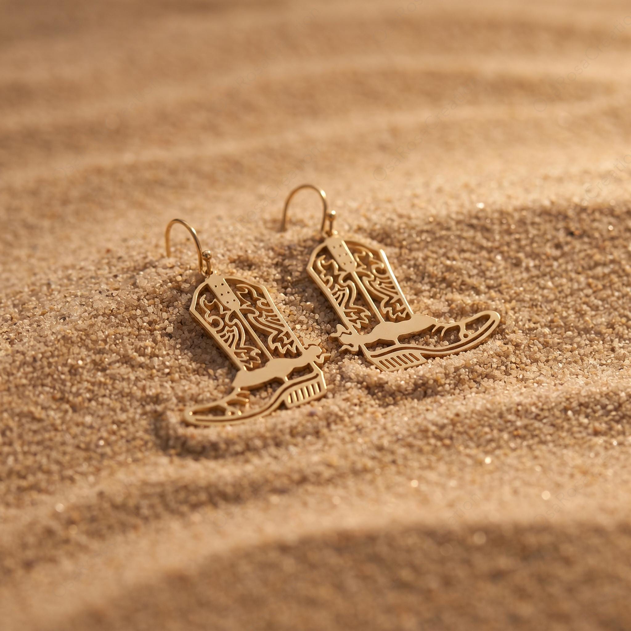 Gold Cowboy Boot Dangle Earrings | Western Statement Jewelry