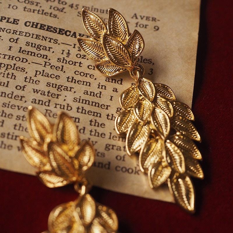 Gold Leaf Dangle Earrings | 18K Plated Botanical Jewelry, 925 Silver Posts