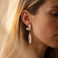 Sterling Silver Leaf Drop Earrings, Botanical Dangle, Nature Inspired Bridal Jewelry