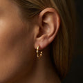 Bamboo Texture Hoop Earrings – 18K Gold Plated, Sterling Silver Post, Minimalist Nature Jewelry