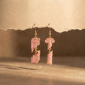 Asymmetrical Pink Pillar Earrings, Ancient Greek Architecture Jewelry, Broken Column Dangle Earrings, Classical Art History Gift for Her