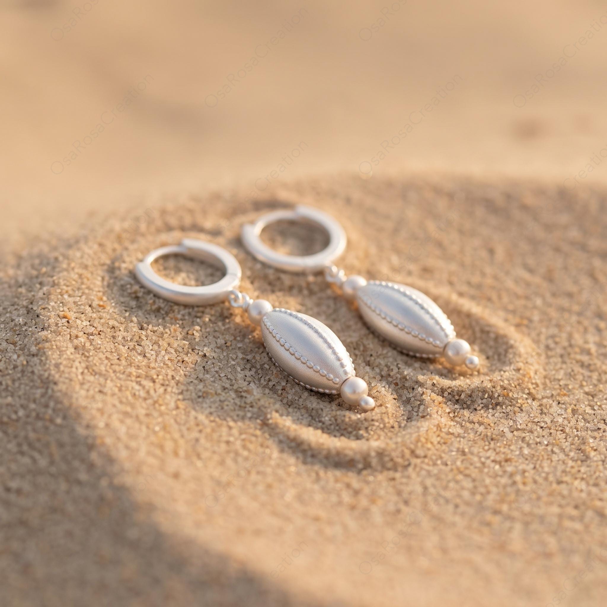 Sterling Silver Seed Drop Earrings, Ancient Greek Style Sculptural Dangle Jewelry