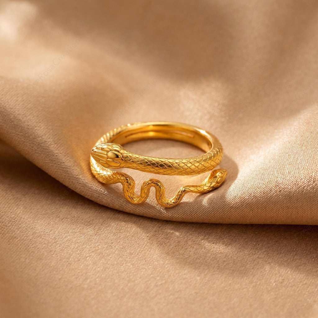 Gold Snake Ring, Serpent Wrap Ring, Sculptural Animal Jewelry, Vintage Snake Ring, Mediterranean Inspired Ring, Timeless Statement Ring