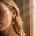 Hammered Gold Sunburst Hoop Earrings, Celestial Starburst Dangle Jewelry