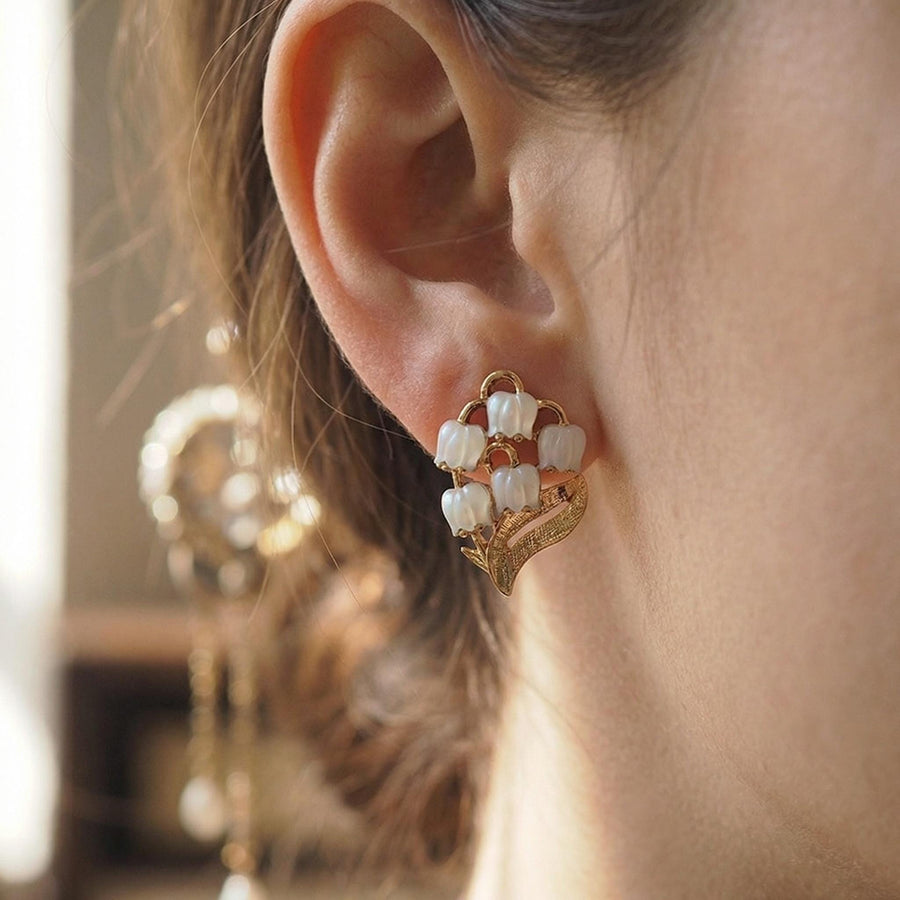 Lily-of-the-Valley Pearl Studs