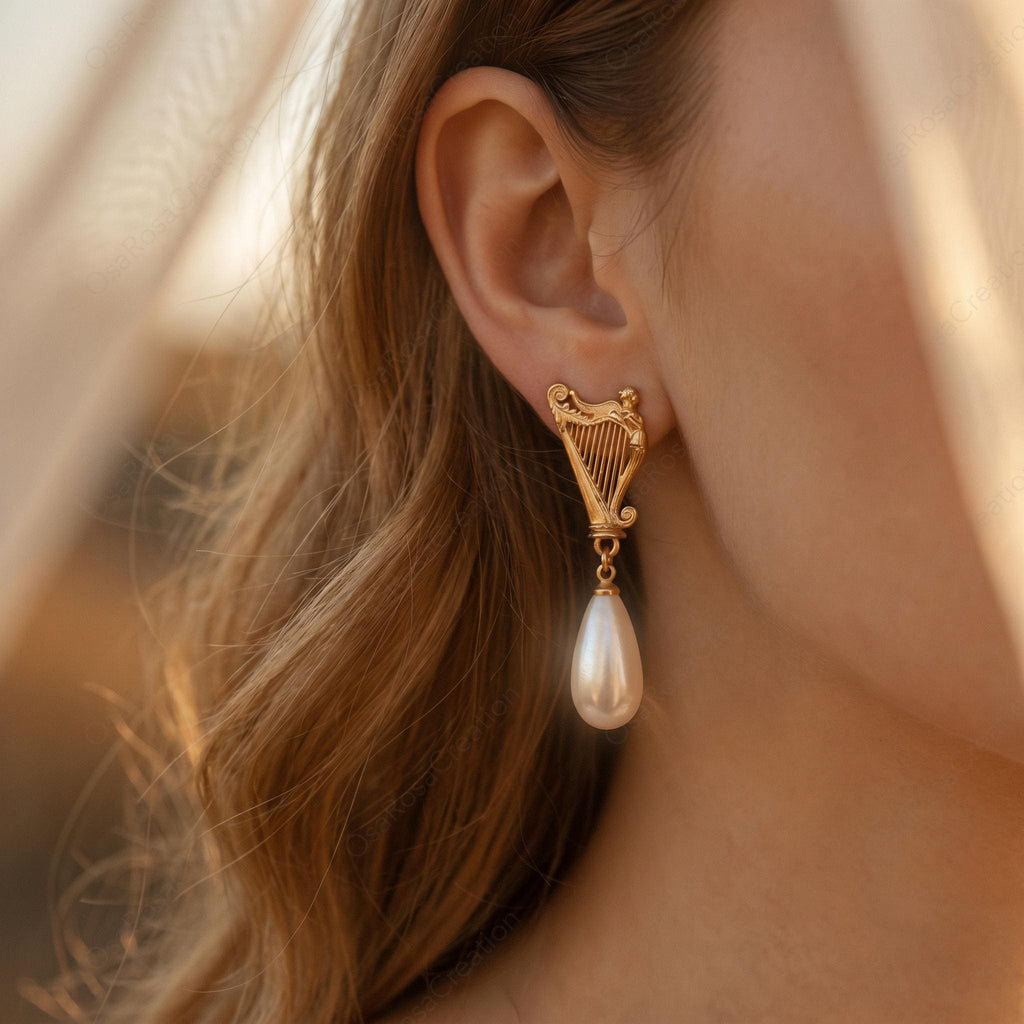 Ancient Greek Aegean Tears Earrings |Greek Goddess Earrings｜Mythology Inspired Earrings｜ Pearl Drop Vintage Jewelry｜Christmas gift