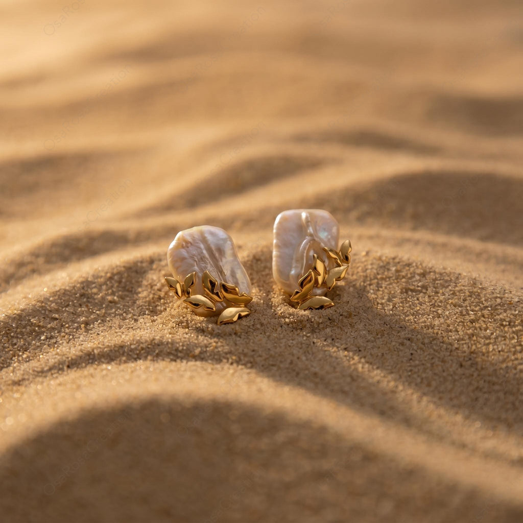 Baroque Pearl Gold Butterfly Earrings, Sculptural Nature Inspired Bridal Jewelry