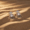 Sterling Robot Crystal Dangle Earrings, Retro Futuristic Geometric Jewelry