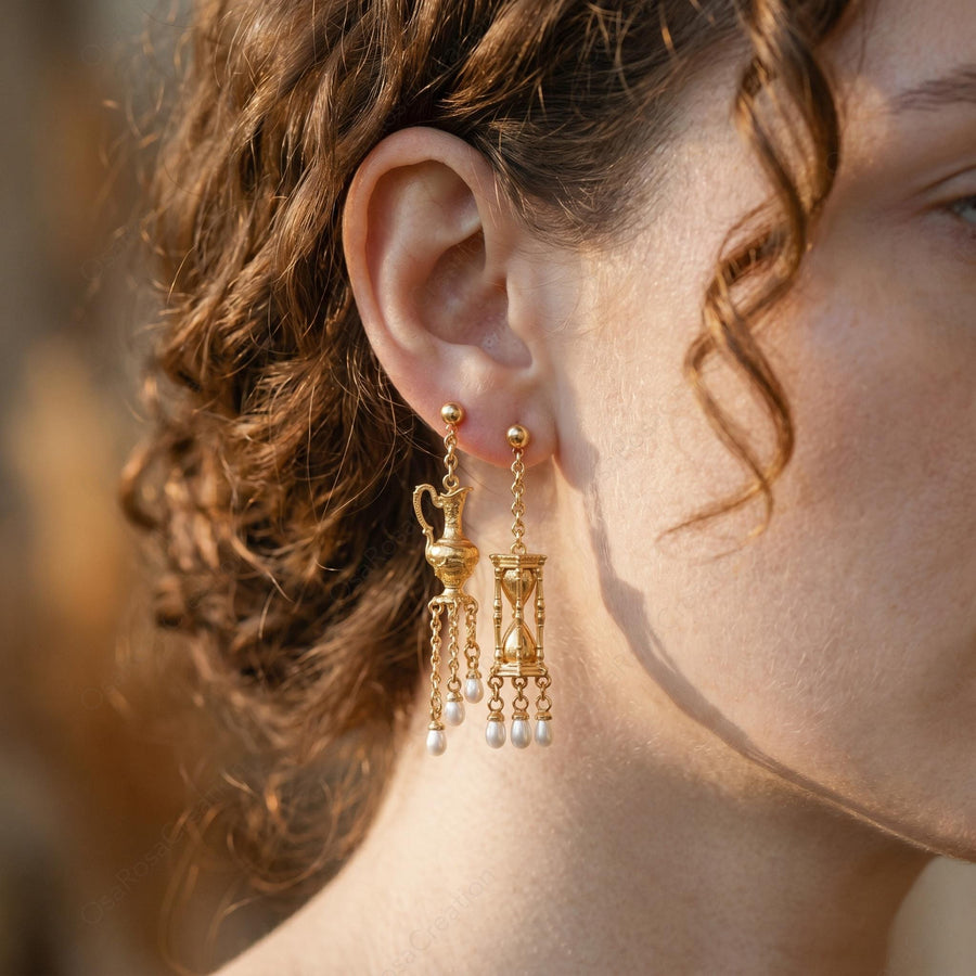 Eternal Hourglass Pearl Earrings