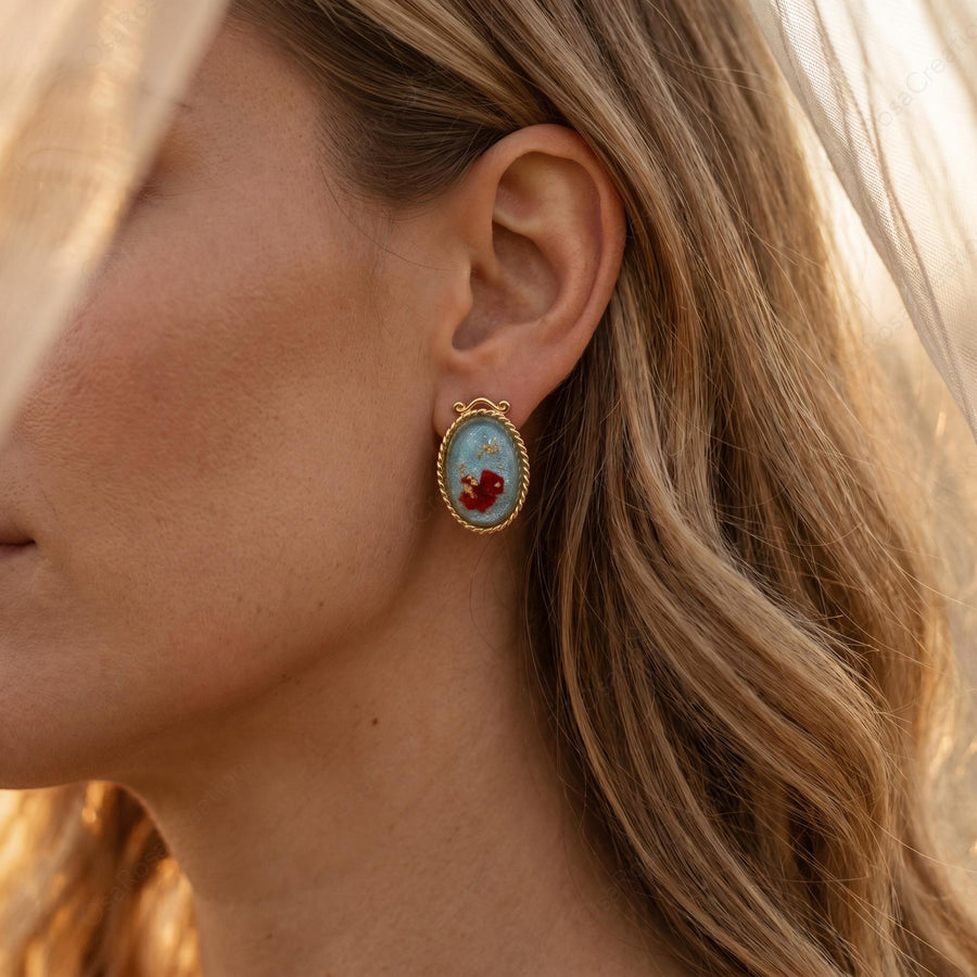 Red Botanical Resin Studs