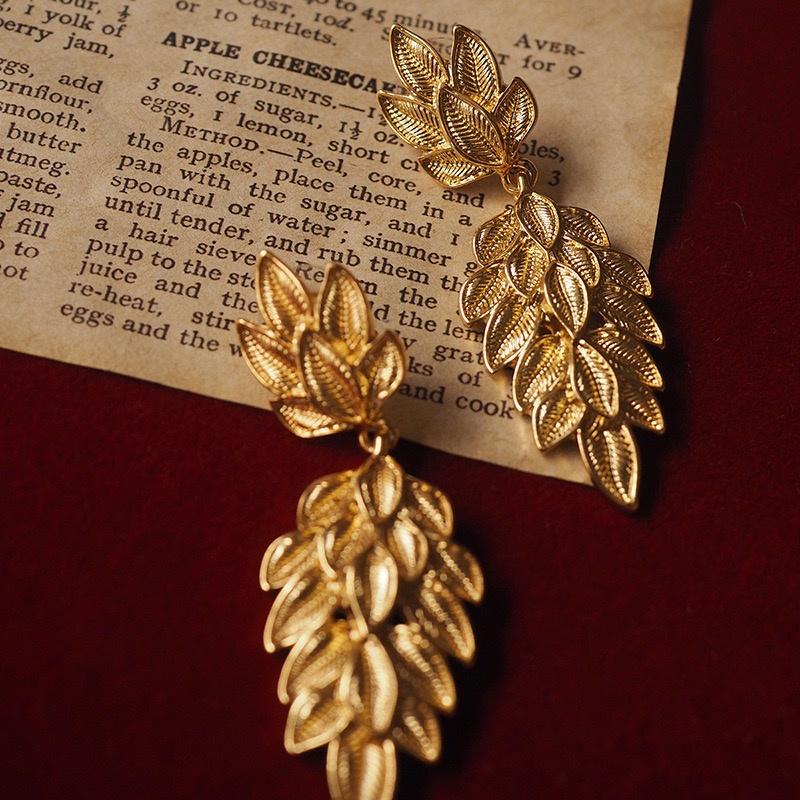 Gold Leaf Dangle Earrings | 18K Plated Botanical Jewelry, 925 Silver Posts