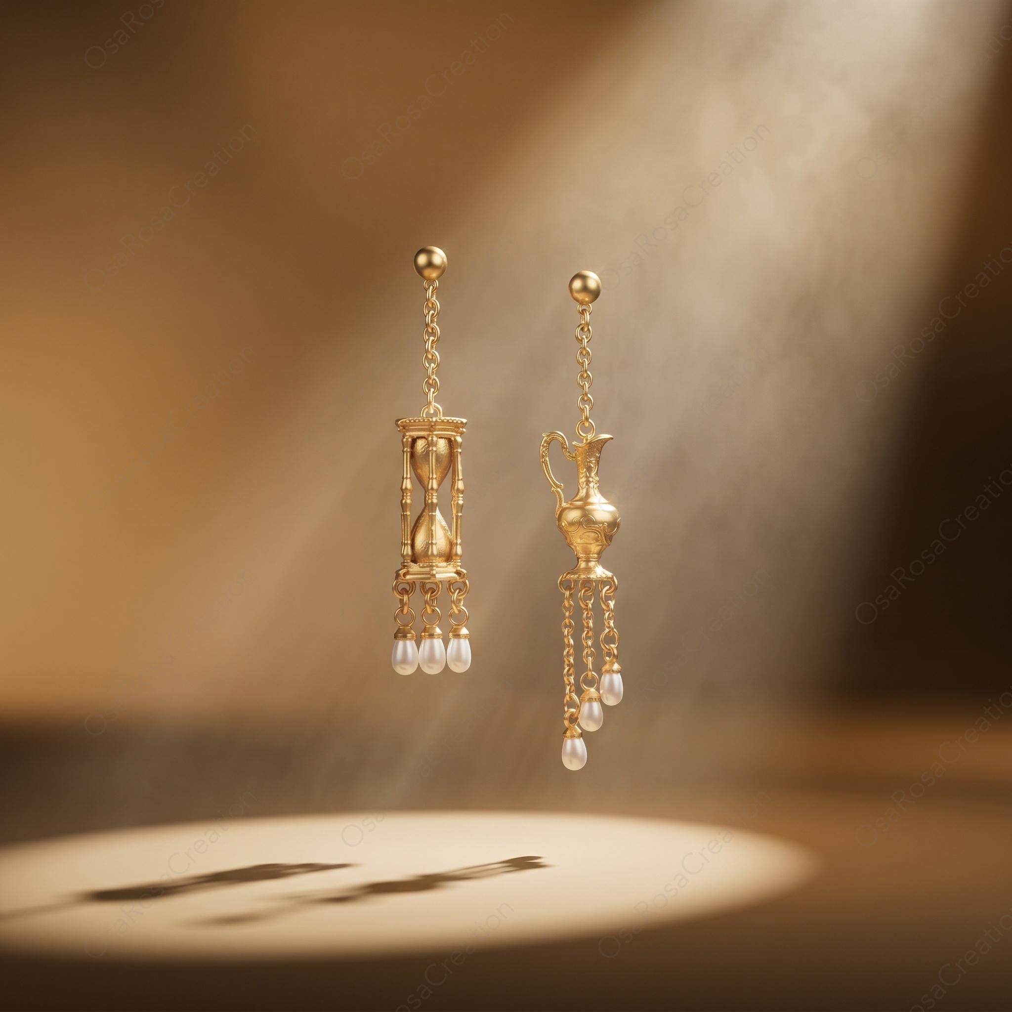 Vintage Gold Drop Earrings with Pearls | Everyday Statement Jewelry | Christmas & New Year Gift