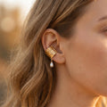 Embossed Gold Pearl Drop Earrings | Classical Art Cuff | Vintage Museum Jewelry