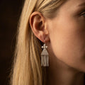 Tribal Tassel Earrings – Intricate Granulation Filigree Drops, Sterling Silver Posts