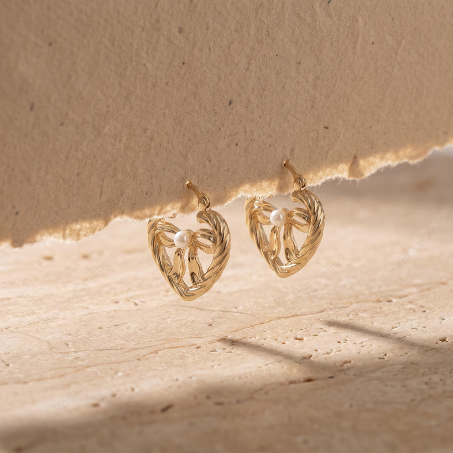 Ribbon Wreath Pearl Hoops