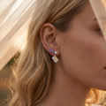 Sterling Silver Envelope Drop Earrings, Purple Leaf Pearl Dangles, Bridal Jewelry