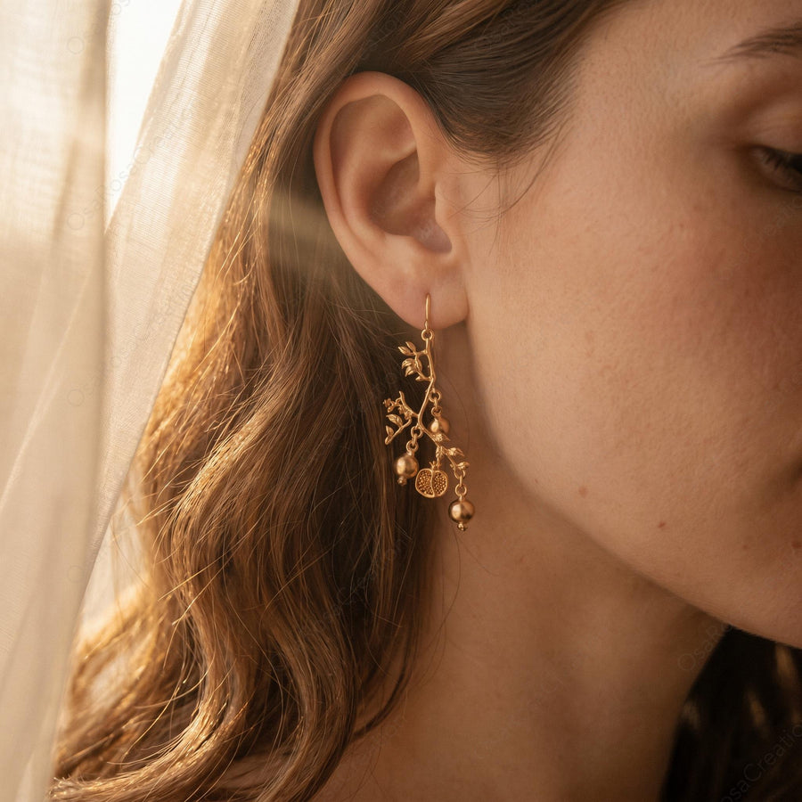 Pomegranate Drop Earrings