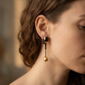 Black Gold Drop Earrings, Wabi Sabi Geometric Jewelry, Desert Inspired Statement Piece