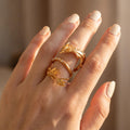 Gold Dragon Ring, Sculptural Wrap Ring, Elegant Mythical Jewelry, Artistic Animal Ring, Delicate Crystal Ring, Quiet Luxury Statement Piece