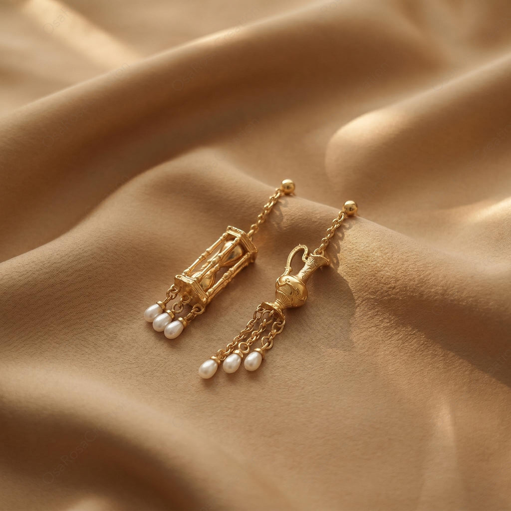 Vintage Gold Drop Earrings with Pearls | Everyday Statement Jewelry | Christmas & New Year Gift