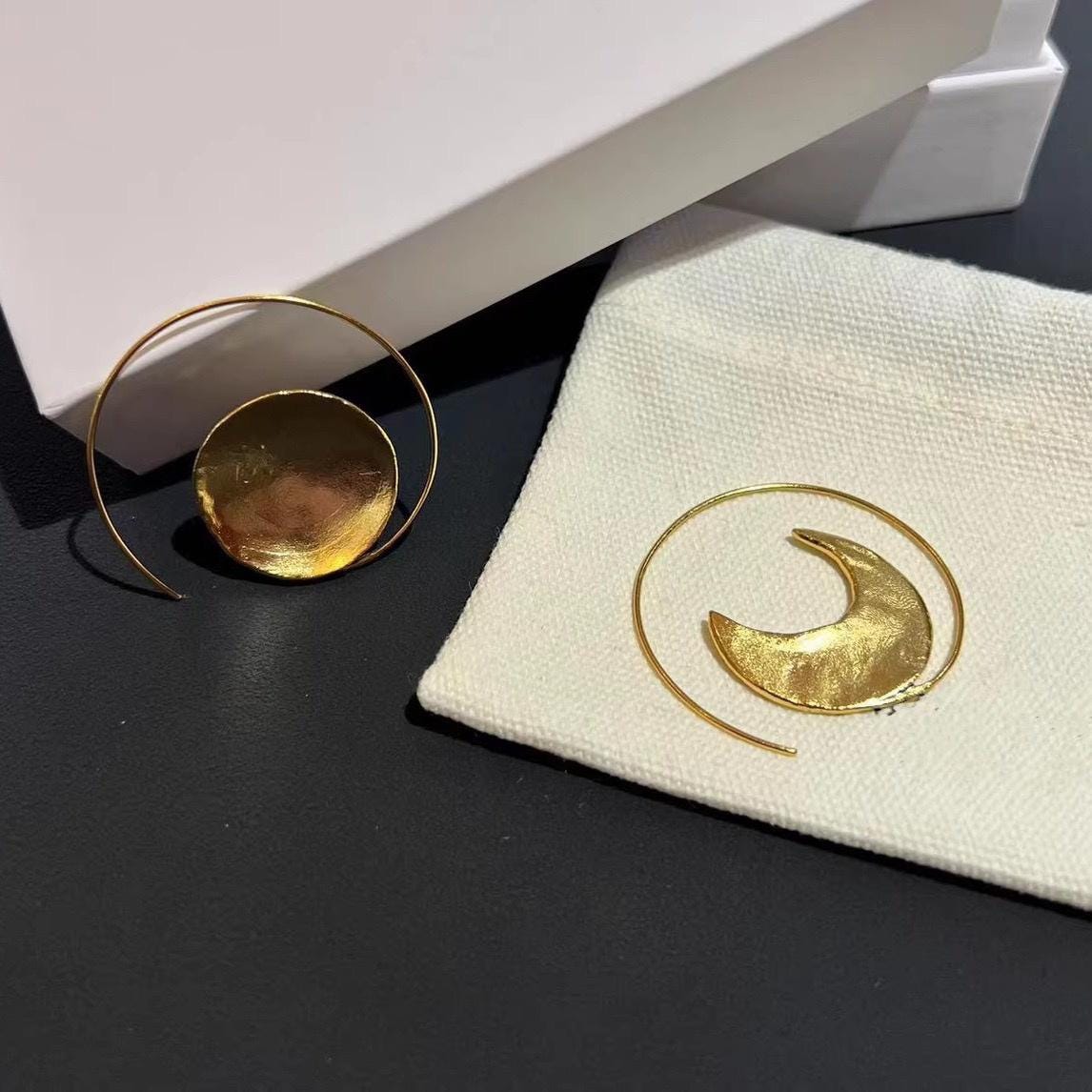 Crescent Moon Hoop Earrings | 18K Gold Plated, Celestial Jewelry