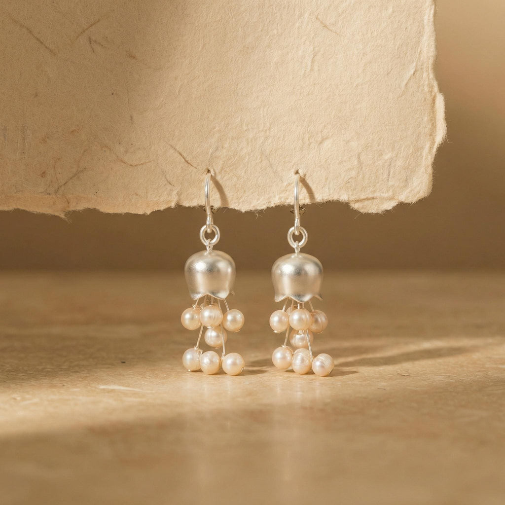 Pearl Lily of the Valley Drop Earrings – Floral Tassel Dangles