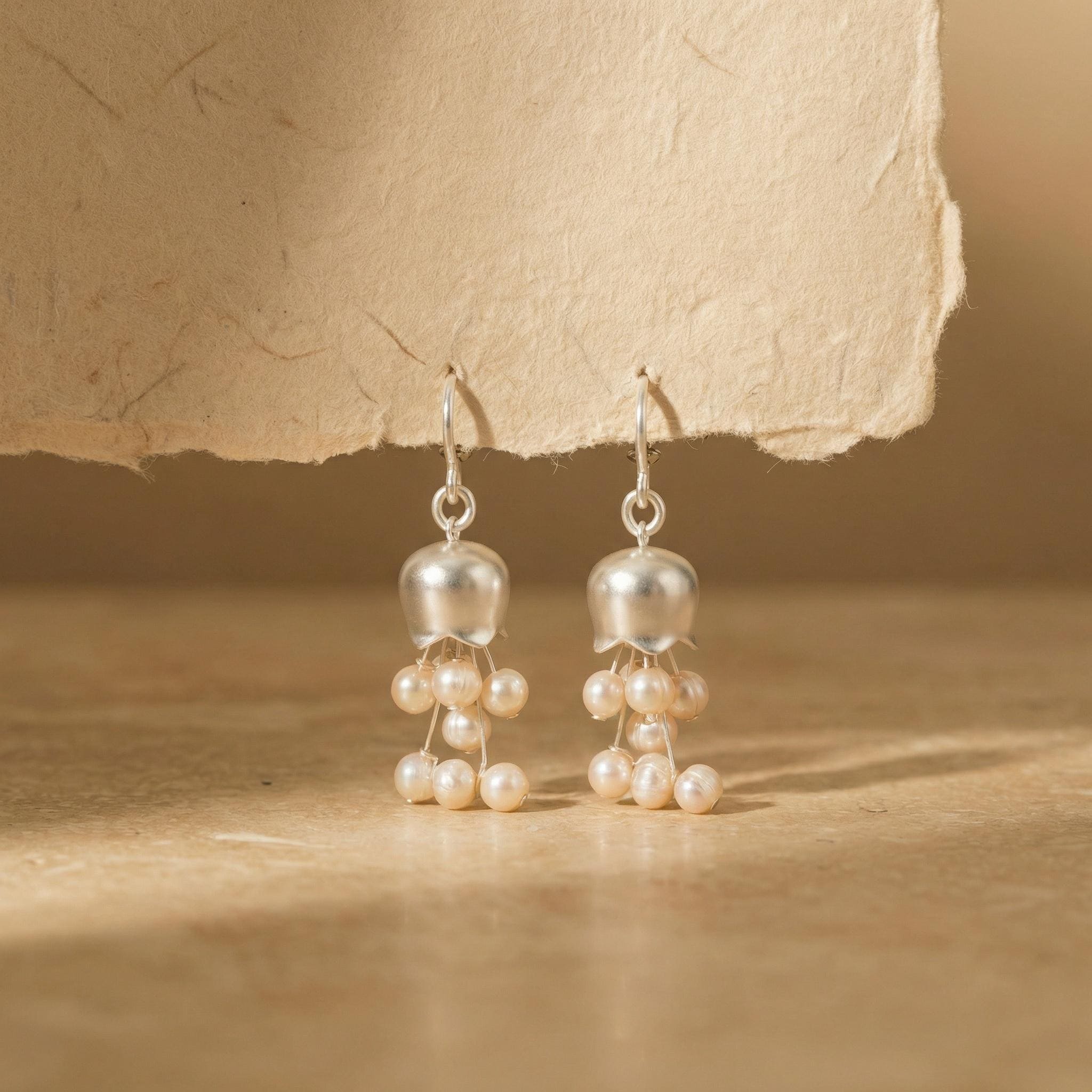Pearl Lily of the Valley Drop Earrings – Floral Tassel Dangles
