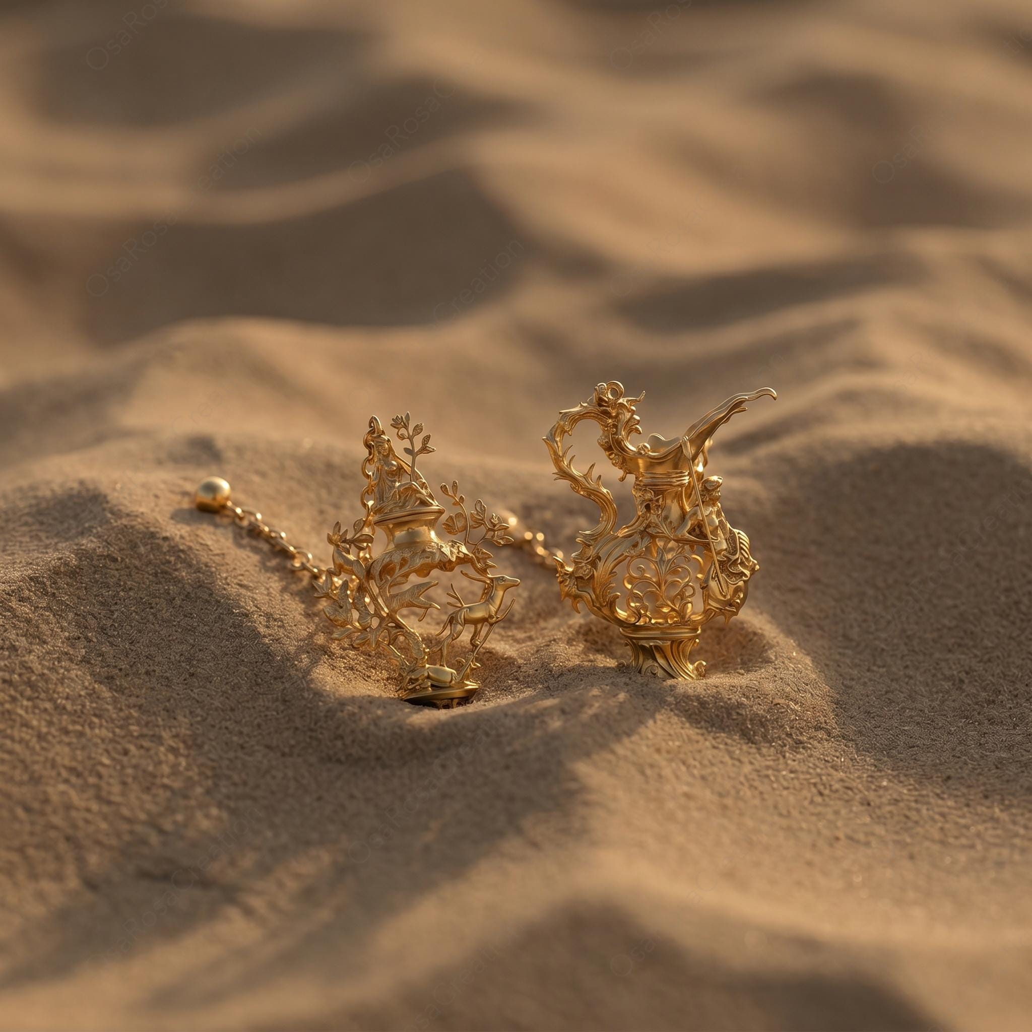 Aquarius Zodiac Earrings Baroque Style | Gold Sculptural Star Sign Earrings | Statement Astrology Jewelry 5cm