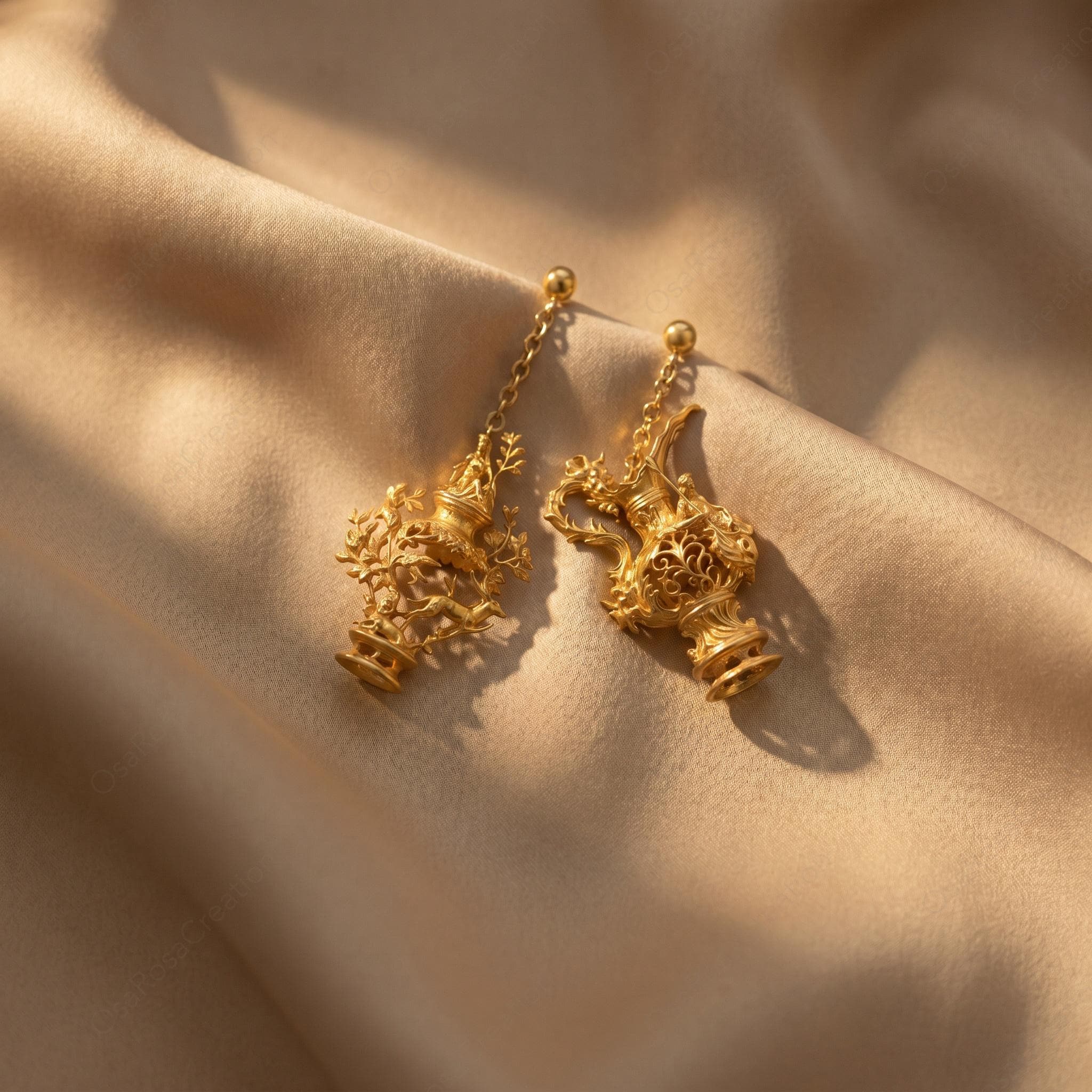Aquarius Zodiac Earrings Baroque Style | Gold Sculptural Star Sign Earrings | Statement Astrology Jewelry 5cm